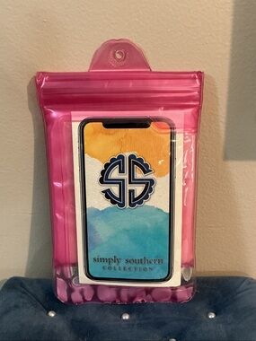 Simply Southern Hot Pink Waterproof Phone Pouch NEW Has Strap 4.75x 6.5